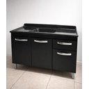 Ver imagem 4 de Balcão para Pia 120 cm Gabinete sem Tampo Armário Cozinha Preto