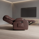 Ver imagem 2 de Poltrona Papai Reclinável Massagem Aquecimento Corino Marrom Premium Manual Fixa