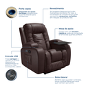 Ver imagem 4 de Poltrona Papai Reclinável Massagem Aquecimento Corino Marrom Premium Manual Fixa