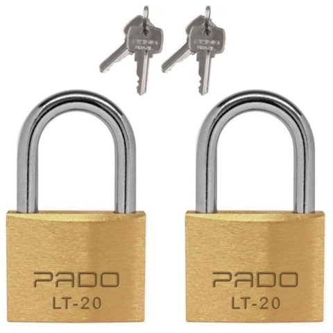 Kit 2 Cadeados Pado com Chaves Iguais 20mm