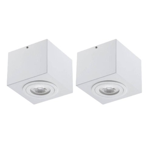 Kit 2 Spots Box Plafon Branca Quadrada 13cm de Sobrepor PAR20 Dital E27
