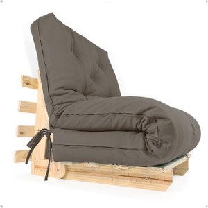 Sofá Cama Solteiro Futon Dobrável Cinza