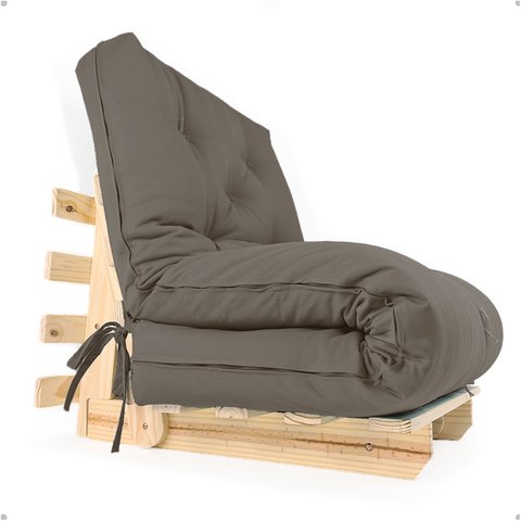 Sofá Cama Solteiro Futon Dobrável Cinza