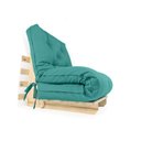 Ver imagem 1 de Sofá Cama Solteiro Futon Dobrável Azul Turquesa