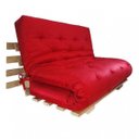 Ver imagem 1 de Sofá Cama Casal Futon Oriental Vermelho com Madeira Nobre Natural