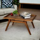 Ver imagem 2 de Mesa Centro Suporte Sofisticada Sala Estar Decoração Sofá Madeira Maciça Bebidas Servir Moderna Mesi