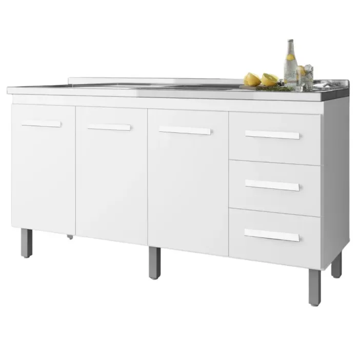 Balcao sem Tampo para Pia 150cm 9130 Branco Mobbs