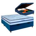 Ver imagem 1 de Cama Box Bau Blindado Casal + Colchão Molas Ensacadas Blue Paropas