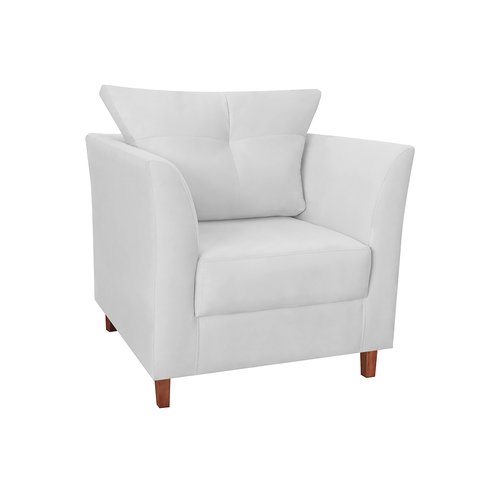 Poltrona Estofada Com Almofada Isis Recepção Consultório Suede Branco - LM DECOR