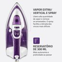 Ver imagem 4 de Ferro de Passar Roupa a Vapor Mondial Ceramic Express 1200w Branco/roxo 127v - F-40