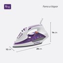 Ver mais imagens de Ferro de Passar Roupa a Vapor Mondial Ceramic Express 1200w Branco/roxo 127v - F-40