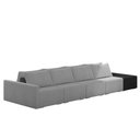 Ver imagem 2 de Sofá Ilha Modulado Milos 392cm Puff Lateral Cinza Escuro Preto Manchado Bouclê/pu G33 - Gran Belo