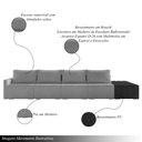 Ver imagem 3 de Sofá Ilha Modulado Milos 392cm Puff Lateral Cinza Escuro Preto Manchado Bouclê/pu G33 - Gran Belo