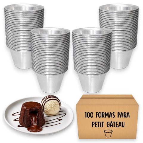 100 Forminhas de Petit Gateau Alumínio Reforçadas Compactas