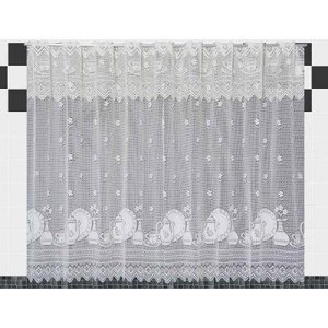 Cortina de Renda - Copa e Cozinha - Pratos - Branco - 2,20m X 1,20m - para Varão - Cortilester