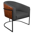 Ver imagem 2 de Kit 2 Poltronas Luiza Base de Ferro Preto Corano Nozes e Linho Cinza Escuro - Am Decor