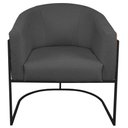 Ver imagem 3 de Kit 2 Poltronas Luiza Base de Ferro Preto Corano Nozes e Linho Cinza Escuro - Am Decor