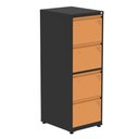 Ver imagem 1 de Armário de Arquivo Oficio 4 Gavetas Pandin 47 Cm (larg) Aço Preto C/ Frente Gaveta Laranja C/