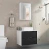 Conjunto Gabinete Banheiro Rubi 60cm - Gabinete + Cuba + Espelheira - Branco/preto - 2