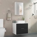 Ver imagem 2 de Conjunto Gabinete Banheiro Rubi 60cm - Gabinete + Cuba + Espelheira - Branco/preto