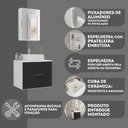 Ver imagem 7 de Conjunto Gabinete Banheiro Rubi 60cm - Gabinete + Cuba + Espelheira - Branco/preto