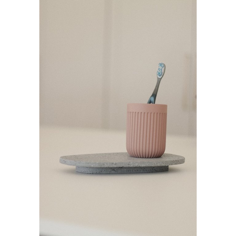 Copo Canelado em Cimento Pink