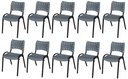 Ver imagem 2 de Cadeira Iso Base Preto Escola, Escritório Cinza - Kit 10 Un