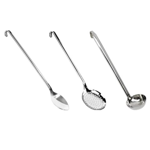 Kit 3 Talheres para Cozinha Grande Inox Concha Escumadeira Colher Buffet Weck Utensílios