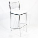 Ver imagem 1 de Banqueta EMPILHÁVEL cromada Altura 65cm assento branco - Poltronas do Sul