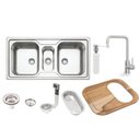 Ver imagem 1 de Cuba Sobrepor Tramontina 93831/133 Aço Inox Acetinado com Acessórios + Torneira