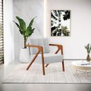 Ver imagem 2 de Kit 02 Poltronas Melissa Suede Cinza Base de Madeira Castanho - D’Rossi