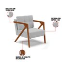 Ver imagem 7 de Kit 02 Poltronas Melissa Suede Cinza Base de Madeira Castanho - D’Rossi
