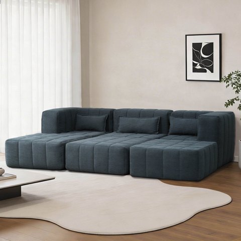 Sofá Modular 3 Lugares e 3 Puff Easybox Cabecasa Madeiraoriginals