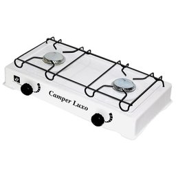 Fogão Camper Luxo Fogareiro 2 Bocas Branco Camping Portátil à Gás - 1 Fogão Camper Luxo Fogareiro 2 Bocas Branco Camping Portátil à Gás - 1