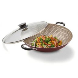 Panela Wok Alumínio 32cm Com Tampa De Vidro Paris Bordô 20545732 - 3