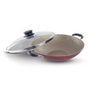 Ver imagem 2 de Panela Wok Alumínio 32cm Com Tampa De Vidro Paris Bordô 20545732