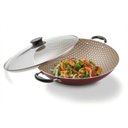 Ver imagem 4 de Panela Wok Alumínio 32cm Com Tampa De Vidro Paris Bordô 20545732