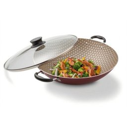 Panela Wok Alumínio 32cm Com Tampa De Vidro Paris Bordô 20545732 - 4