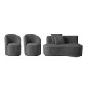 Ver imagem 2 de Conjunto Decorativo 02 Poltronas + Sofá Curvo Orgânico Nature Gaia Veludo Cinza - Montanaris Decor