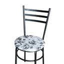 Ver imagem 4 de Conjunto 4 Cadeiras para Cozinha Epoxi Preta Craqueada Assento Floral Branco