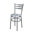 Ver imagem 2 de Conjunto 4 Cadeiras para Cozinha Epoxi Preta Craqueada Assento Floral Branco