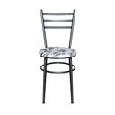 Ver imagem 1 de Conjunto 4 Cadeiras para Cozinha Epoxi Preta Craqueada Assento Floral Branco