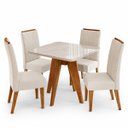 Ver imagem 2 de Conjunto Sala de Jantar 4 Lugares Quadrado Tampo de MDF/Vidro Marely Cobre/Vidro Off White/Bege - Ca