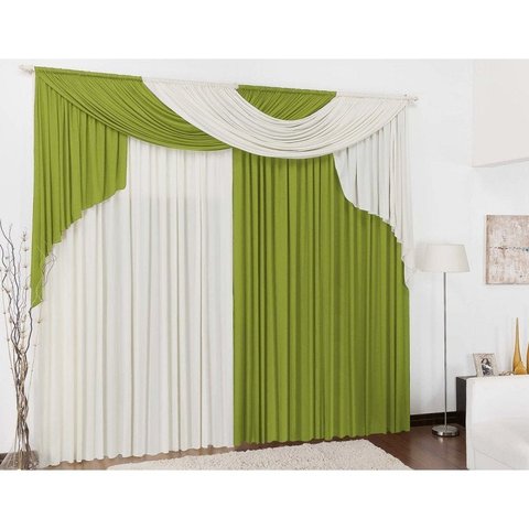 Cortina Para Sala 2,00 x 1,80 Para Varão Duplo Malha | Admirare - Verde