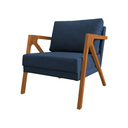 Ver imagem 2 de Conjunto 2 Poltronas Monique Azul Linho Base Madeira Cerejeira para Sala de Estar