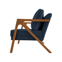 Ver imagem 3 de Conjunto 2 Poltronas Monique Azul Linho Base Madeira Cerejeira para Sala de Estar