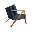 Ver imagem 4 de Conjunto 2 Poltronas Monique Azul Linho Base Madeira Cerejeira para Sala de Estar