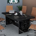 Ver imagem 2 de Mesa de Reunião Retangular Estampa de Mármore para 6 Lugares Escritório:preto
