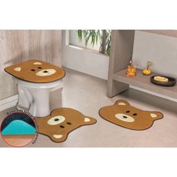 Jogo de Banheiro Premium Formato Urso 3 Peças Caramelo - 1