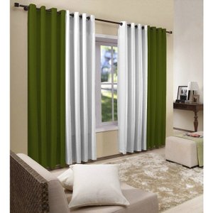 Cortina Para Sala 4,00x2,50 Bicolor Verde | Admirare